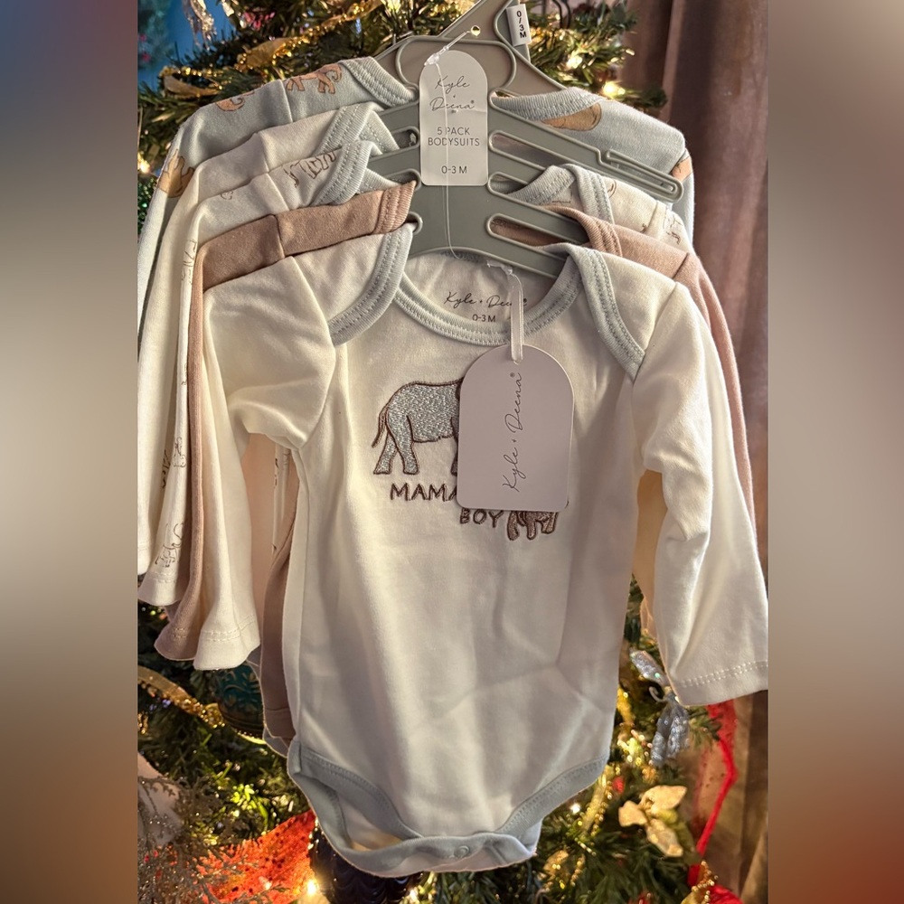 Kyle and Deena White and Pink Baby 5 Pack Bodysuit Set